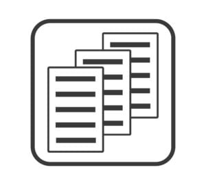 Papier Icon in Rahmen - Symbol für Dokumente, Unterlagen oder Formulare