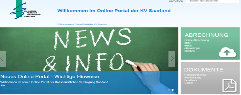Screenshot zur o.s. Beschreibung, Ansicht online Portal