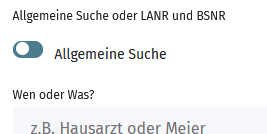 Ansicht des Schalters zum Umstellen der Suchkriterien in der KBV Kollegensuche