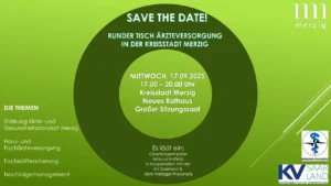 Bild: Veranstaltungshinweis und "Save The Date" für den 17.09.2025: "Runder Tisch Ärzteversorgung in der Kreisstadt Merzig"