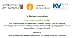 Bild zur Fortbildungsveranstaltung "Früher an später denken"