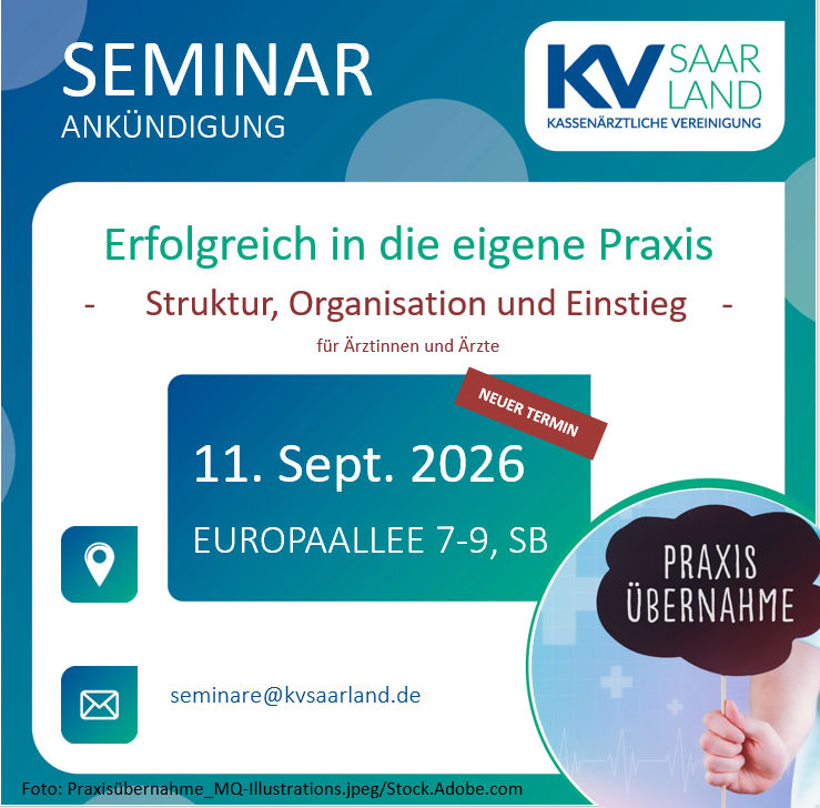 Seminarankündigung "Erfolgreich in die eigene Praxis" am 11.09.2026